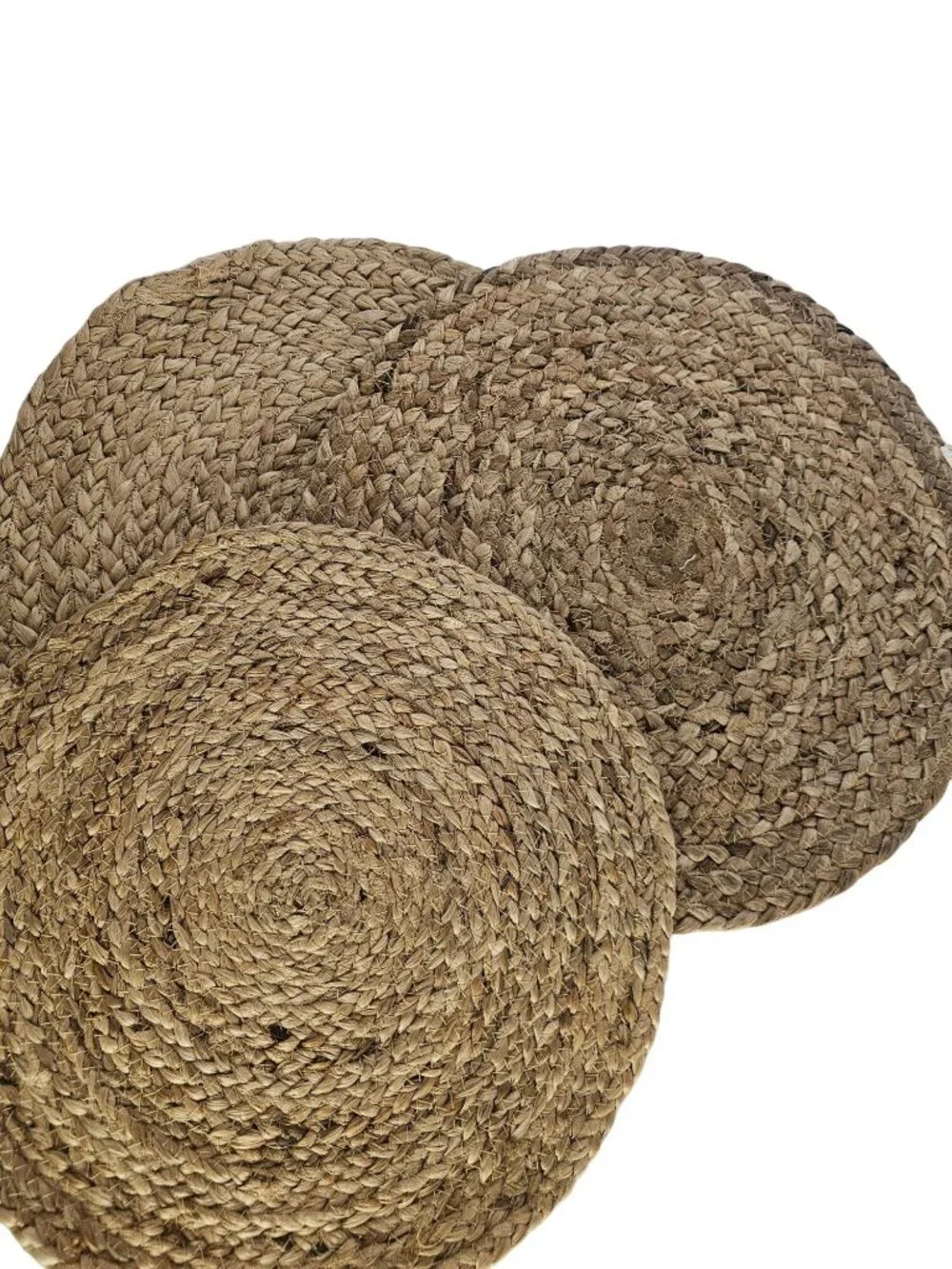 3 Braided Hemp Rope Placemats 16" Stitched Coils Table Mats farmhouse cottage - Picture 1 of 7